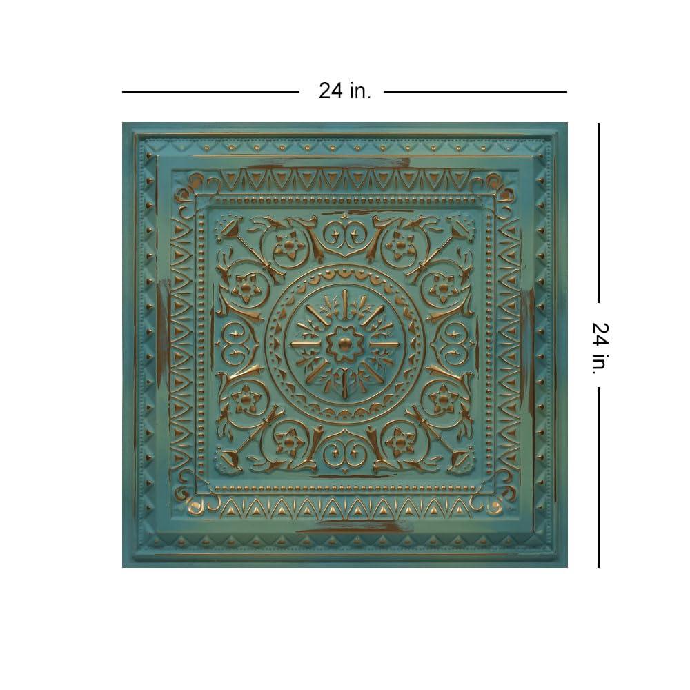 Marseille 24'' W Textured PVC Drop-In Ceiling Tile In Antique Gold