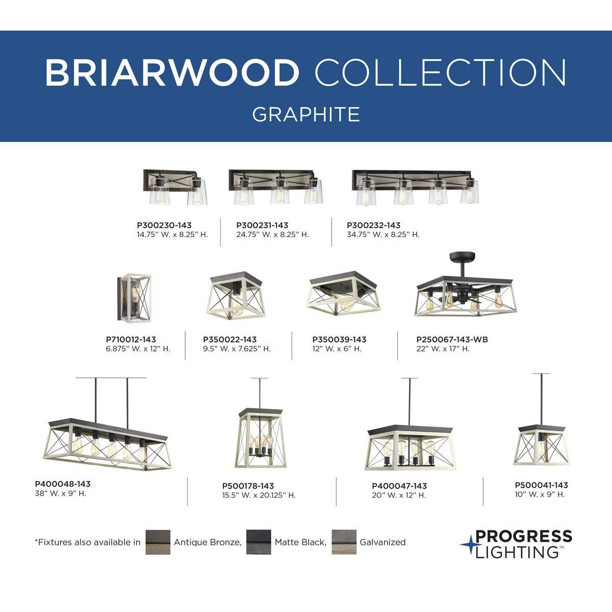 Progress Lighting, Briarwood, 1-Light Wall Sconce, Graphite, Faux Wood, Collection: Briarwood 1-Light Wall Sconce