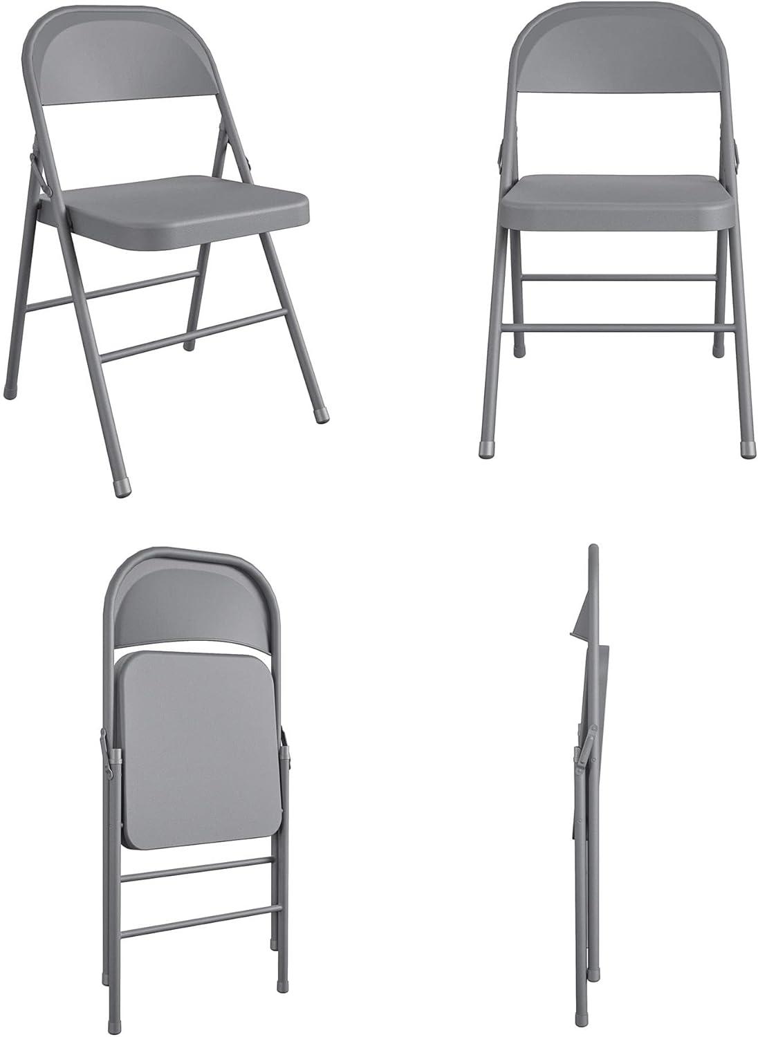 COSCO All- Steel Folding Chair, 4-Pack, Gray