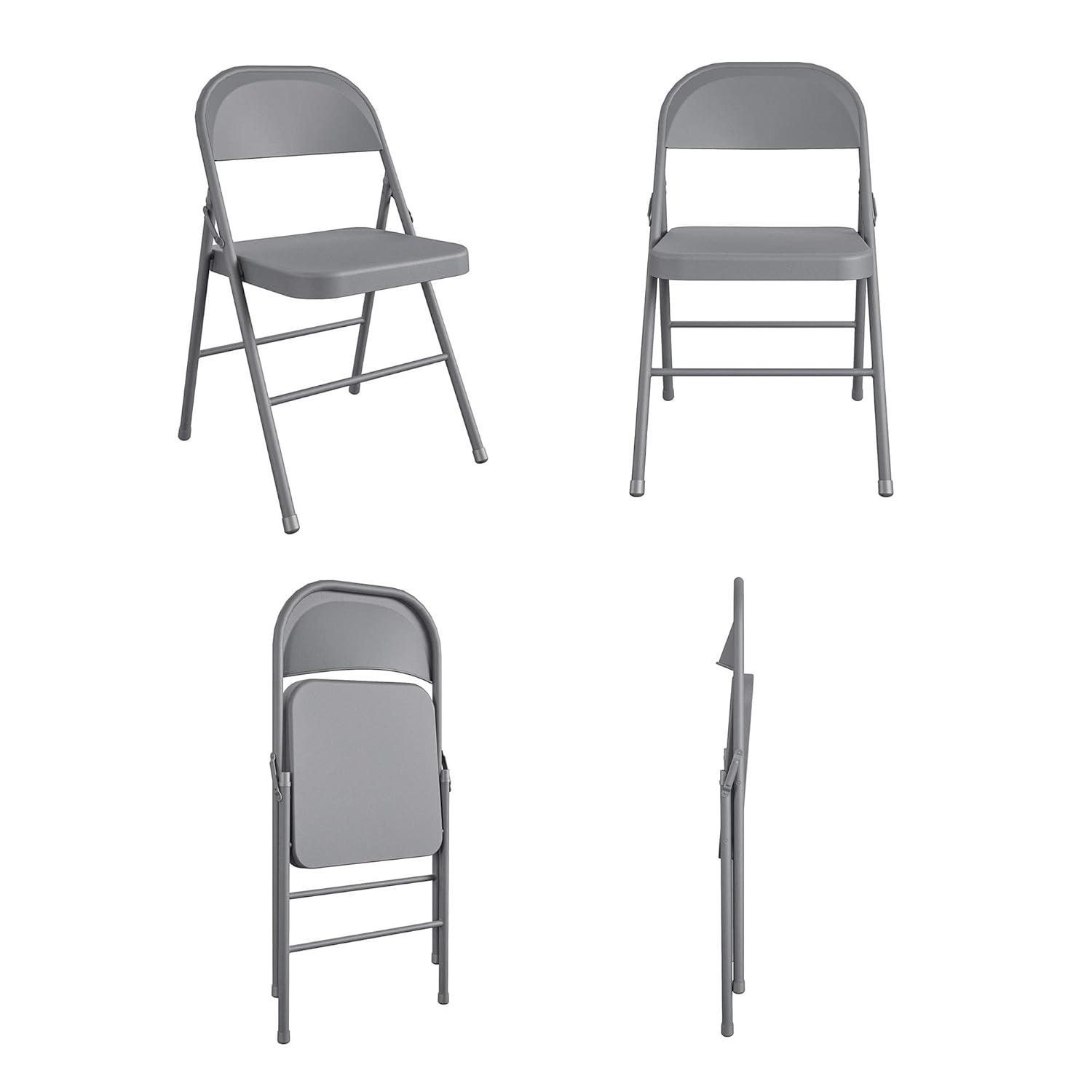 COSCO All- Steel Folding Chair, 4-Pack, Gray