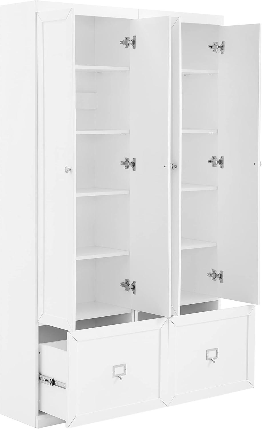 2pc Harper Entryway Pantry Closets White - Crosley: Modular Storage, Adjustable Shelves, MDF Wood