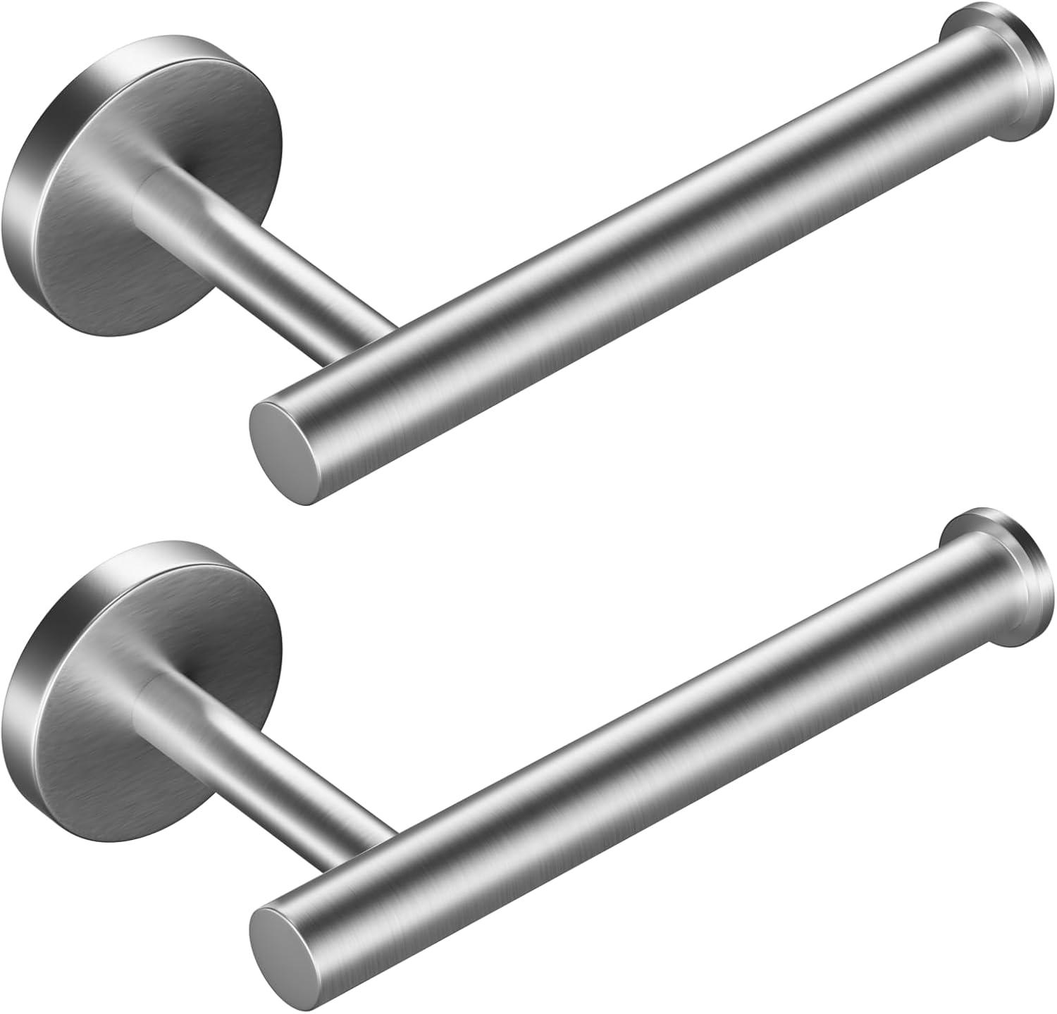 MOGFCT Toilet Paper Holder Brushed Gold Wall Mounted, Double Post Pivoting Toilet Paper Holder SUS 304 Stainless Steel Bathroom