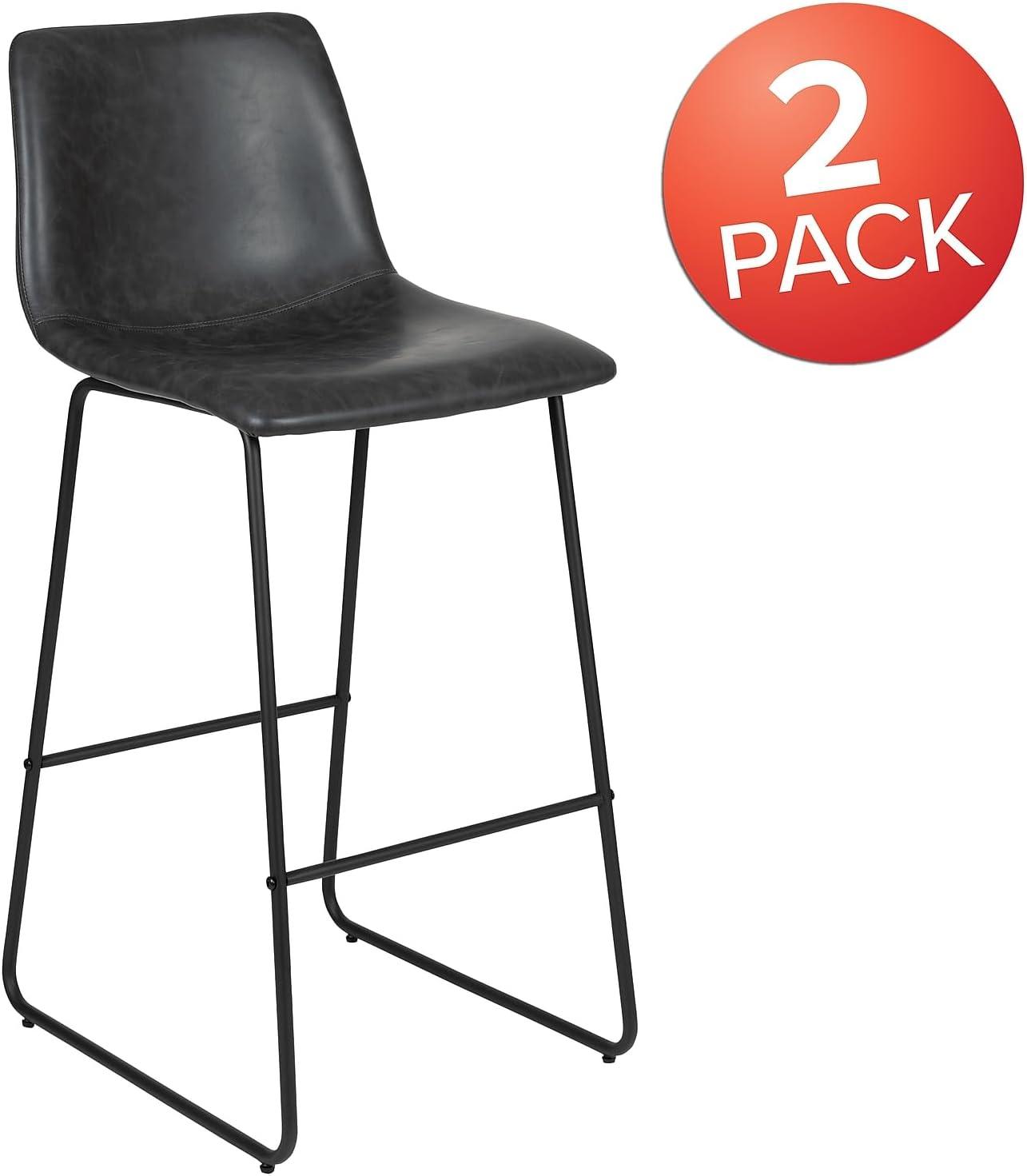 Flash Furniture 30 Inch Commercial Grade LeatherSoft Bar Height Barstools, Set of 2