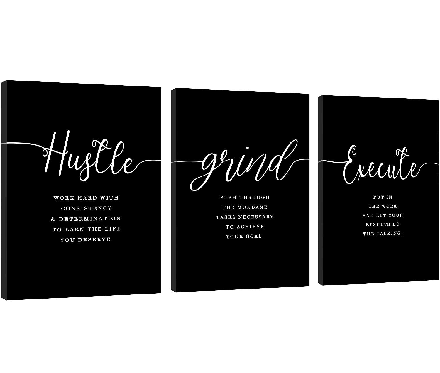 Asdg12s-Motivational Wall Art - Inspirational Canvas Poster Prints Black Quotes Paintings Picture Entrepreneur Positive Quotes Office Wall Decor Decoration for Living Room Bedroom