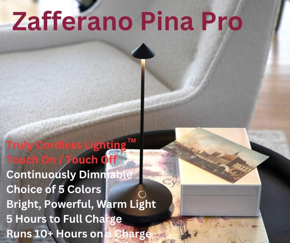 Zafferano Pina 11.4" 1-Light Portable Table Lamp Dimmable White with Polycarbonate Shade