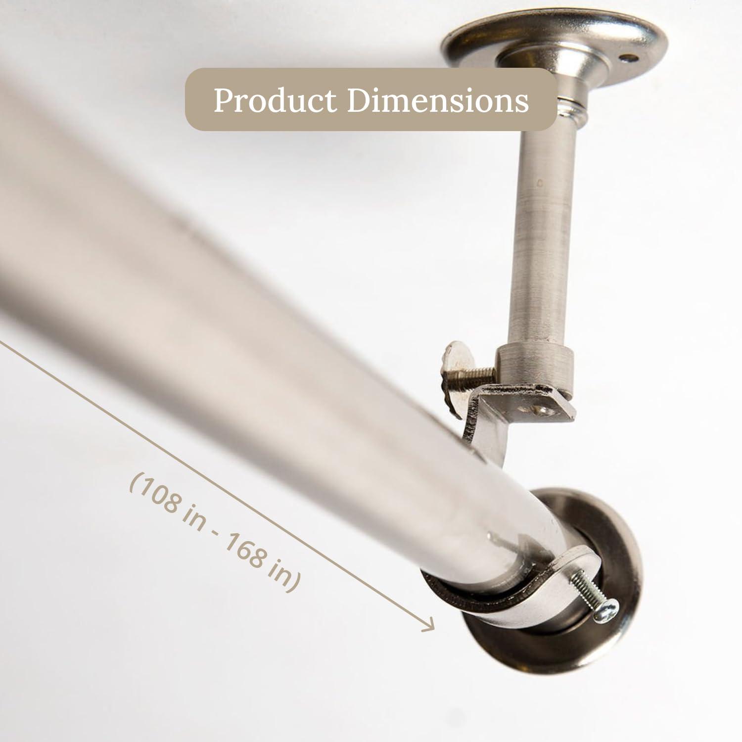 Room/Dividers/Now Adjustable Ceiling Mounted Curtain Rod - Extra Long 108-168 Inch Extendable Heavy Duty Rods for Walls, Ceilings, Windows and Room Partitions - Silver