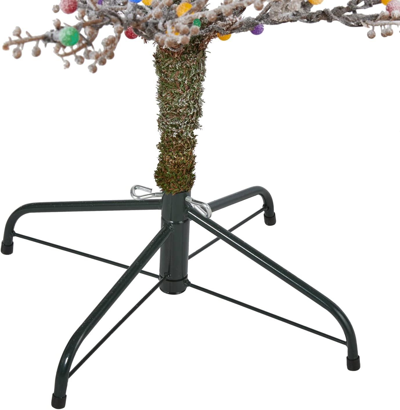 Nearly Natural 5' Frosted Berry Twig Prelit LED Gumball Light Artificial Christmas Tree