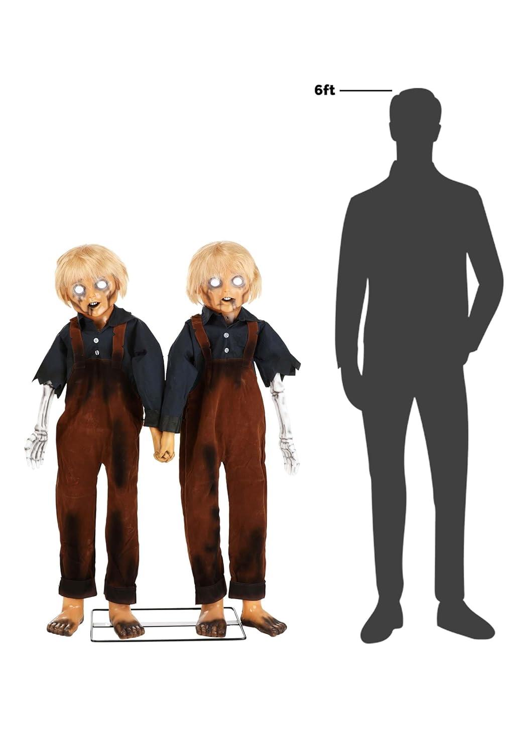 Creepy Twin Boys Animatronic Decoration