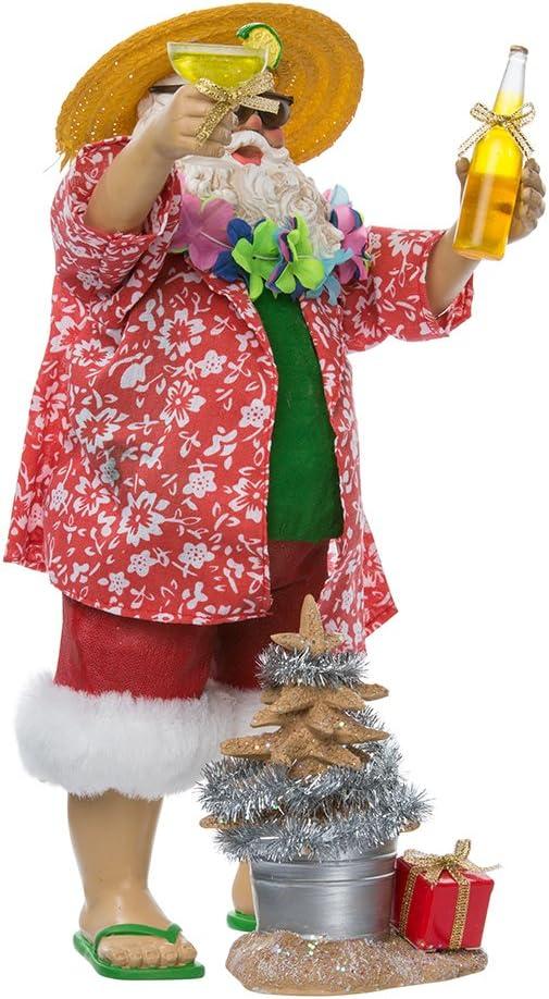 10-Inch Beach Santa Figurine Set with Tropical Attire