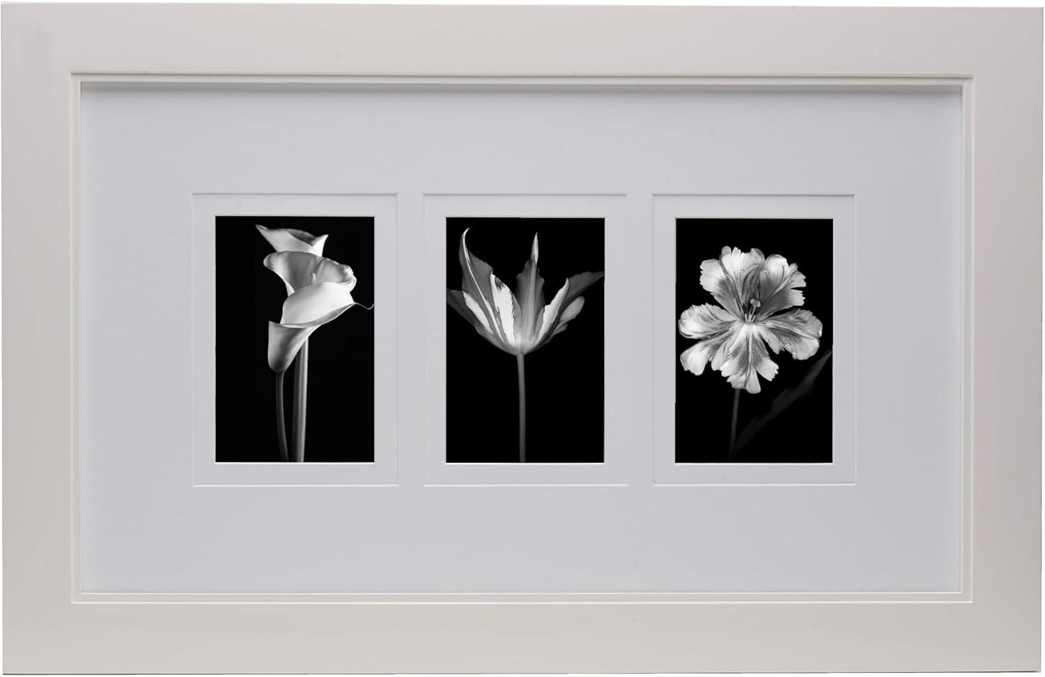 Glossy White Wood Collage Wall Frame for 3 Photos