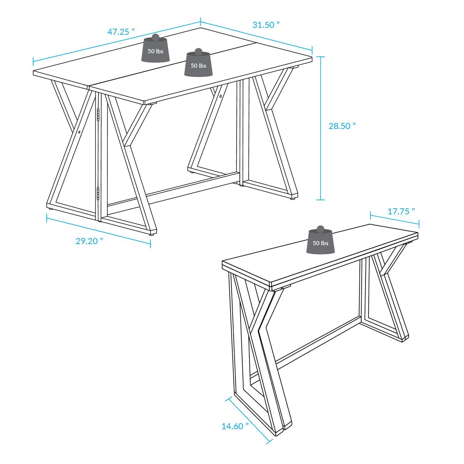 American Trails Aztecs Folding Console to Dining Convertible Table with Solid American Basswood