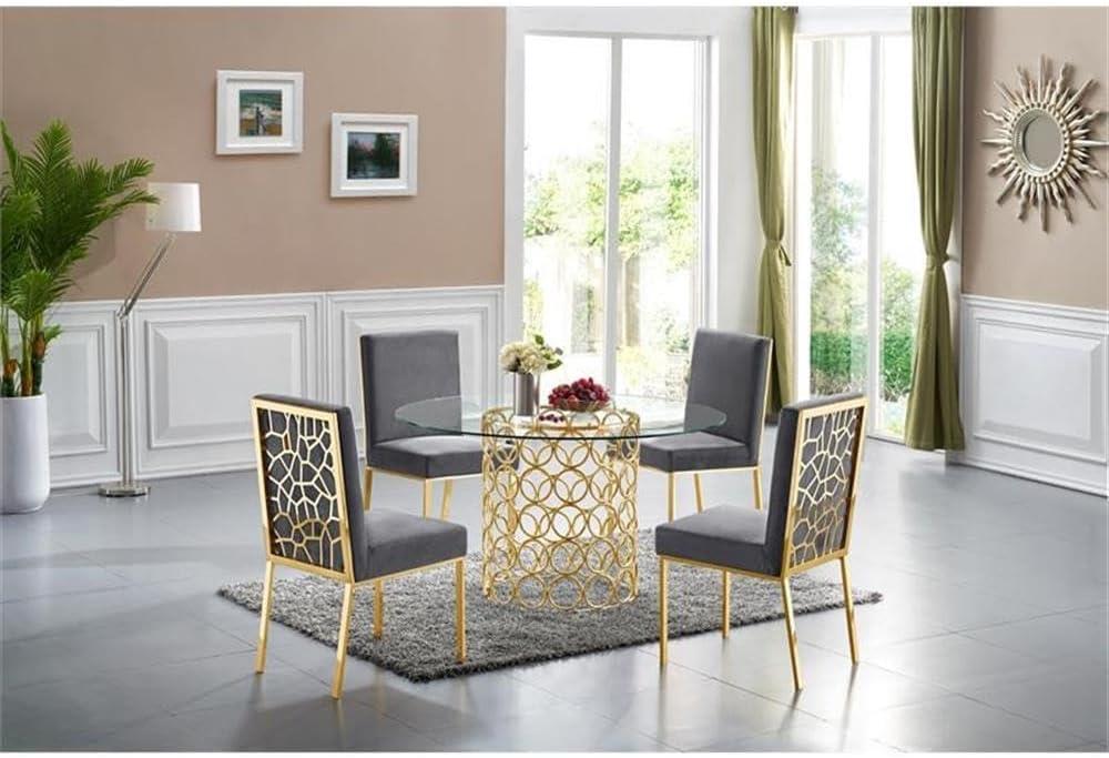 Meridian Furniture Opal Contemporary Glass Dining Table in Gold