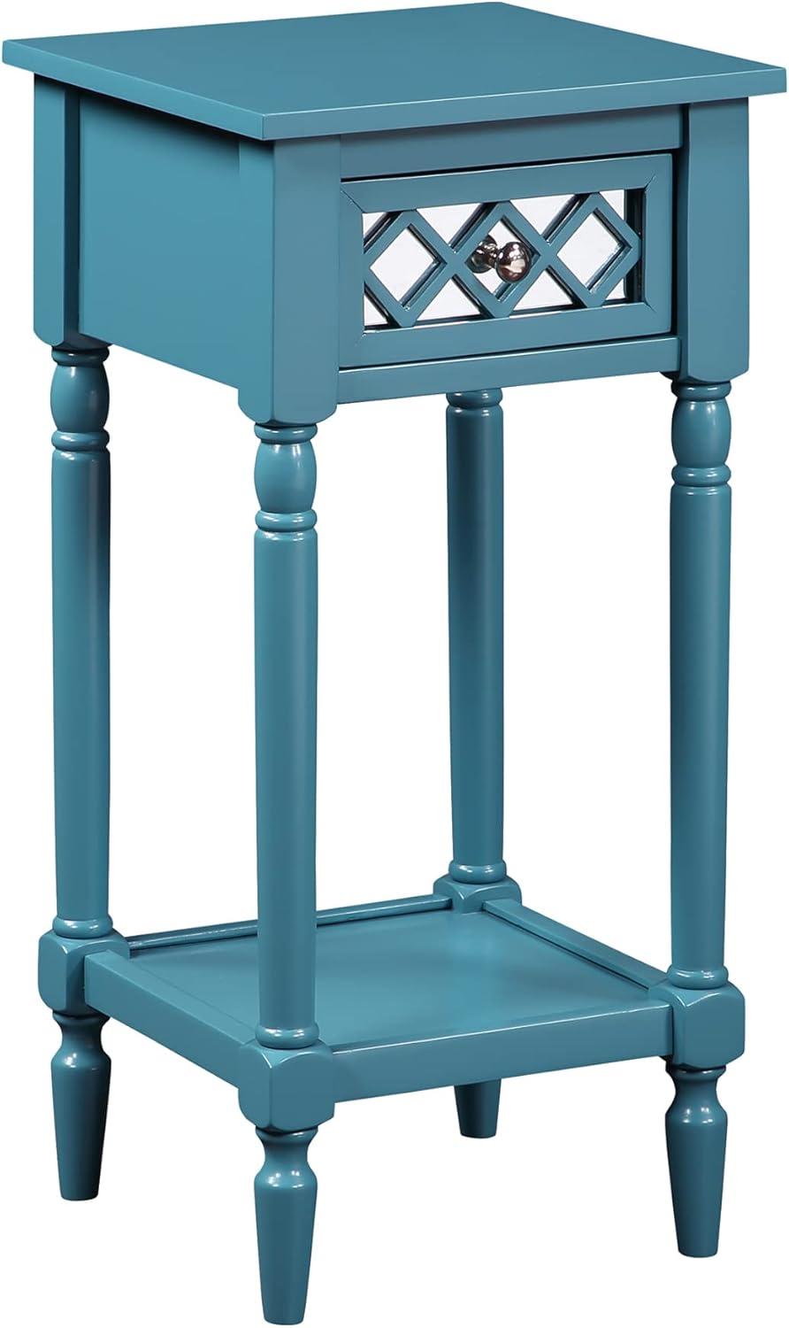 Convenience Concepts French Country Khloe Deluxe 1 Drawer Accent Table with Shelf, Blue