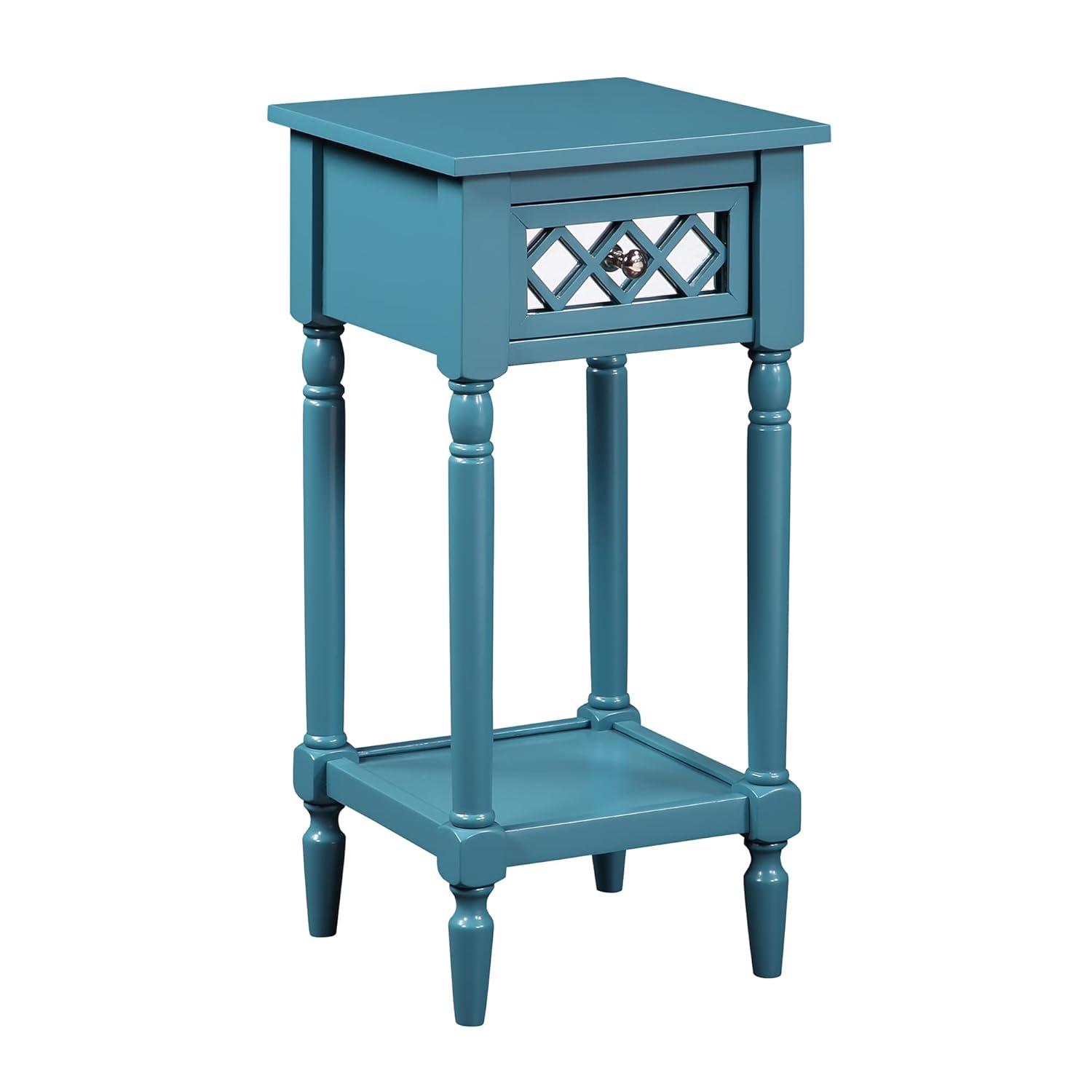 Convenience Concepts French Country Khloe Deluxe 1 Drawer Accent Table with Shelf, Blue
