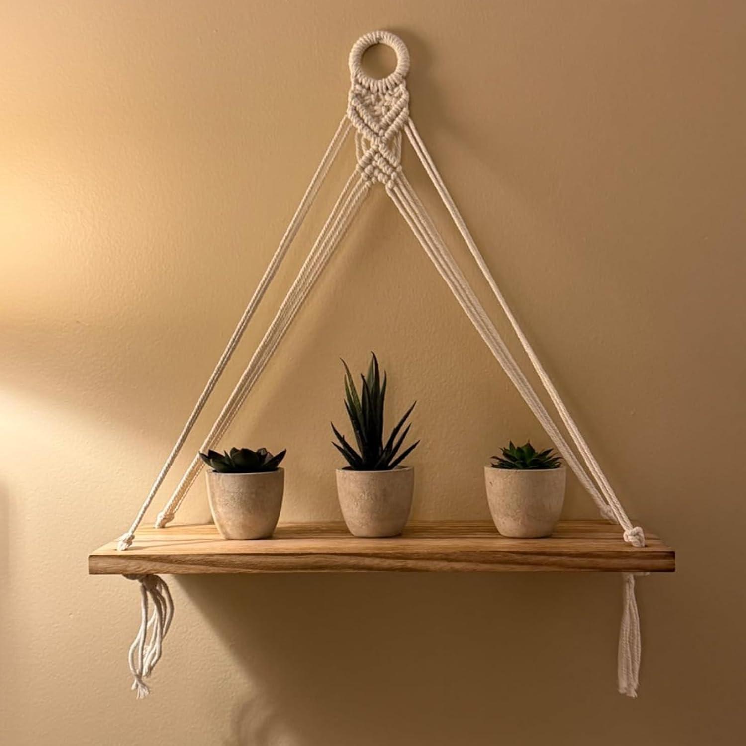 Mkono 2 Pack Wall Hanging Shelves Boho Shlef for Nursery Bedroom Living Room Home Decorations