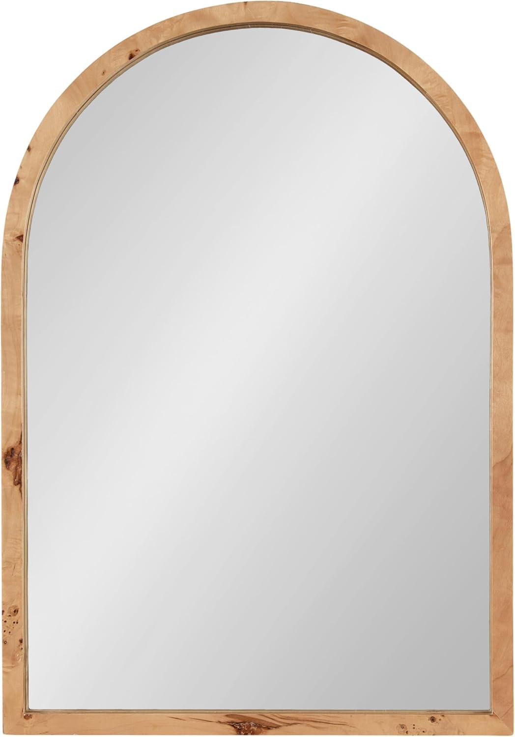 Kate and Laurel Burlock Modern Burlwood Arched Mirror, 22 x 32, Natural Wood, Transitional Arch Mirror for Use as Vanity Bathroom Mirror or Fireplace Mantel Mirror