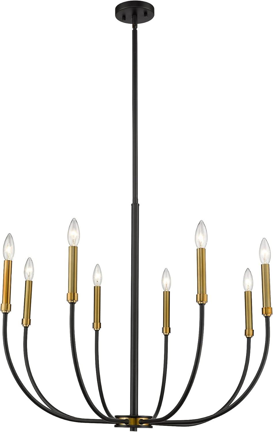 Haylie Opulent Oversized Brass & Matte Black 8-Light Chandelier