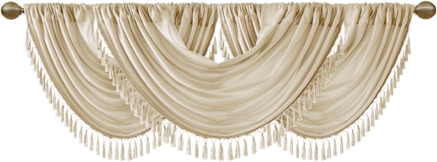 Madison Park Elena Faux Silk Waterfall Embellished 38'' W Window Valance