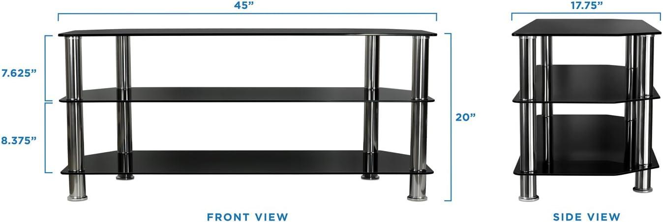 Sleek 60" Black Tempered Glass TV Stand with Tinted Shelves