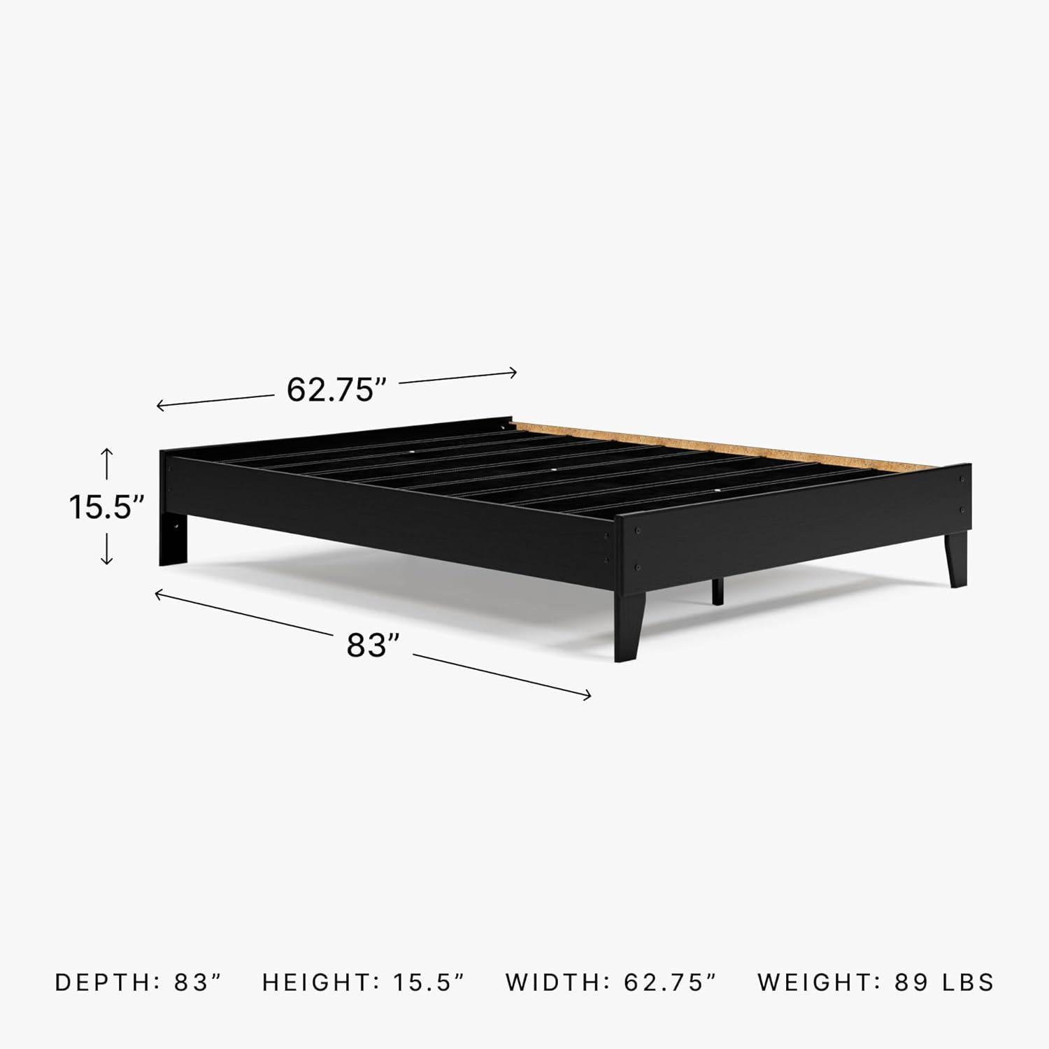 Signature Design by Ashley Queen Finch Platform Bed Black : Modern Style, MDF Frame, No Box Spring Needed