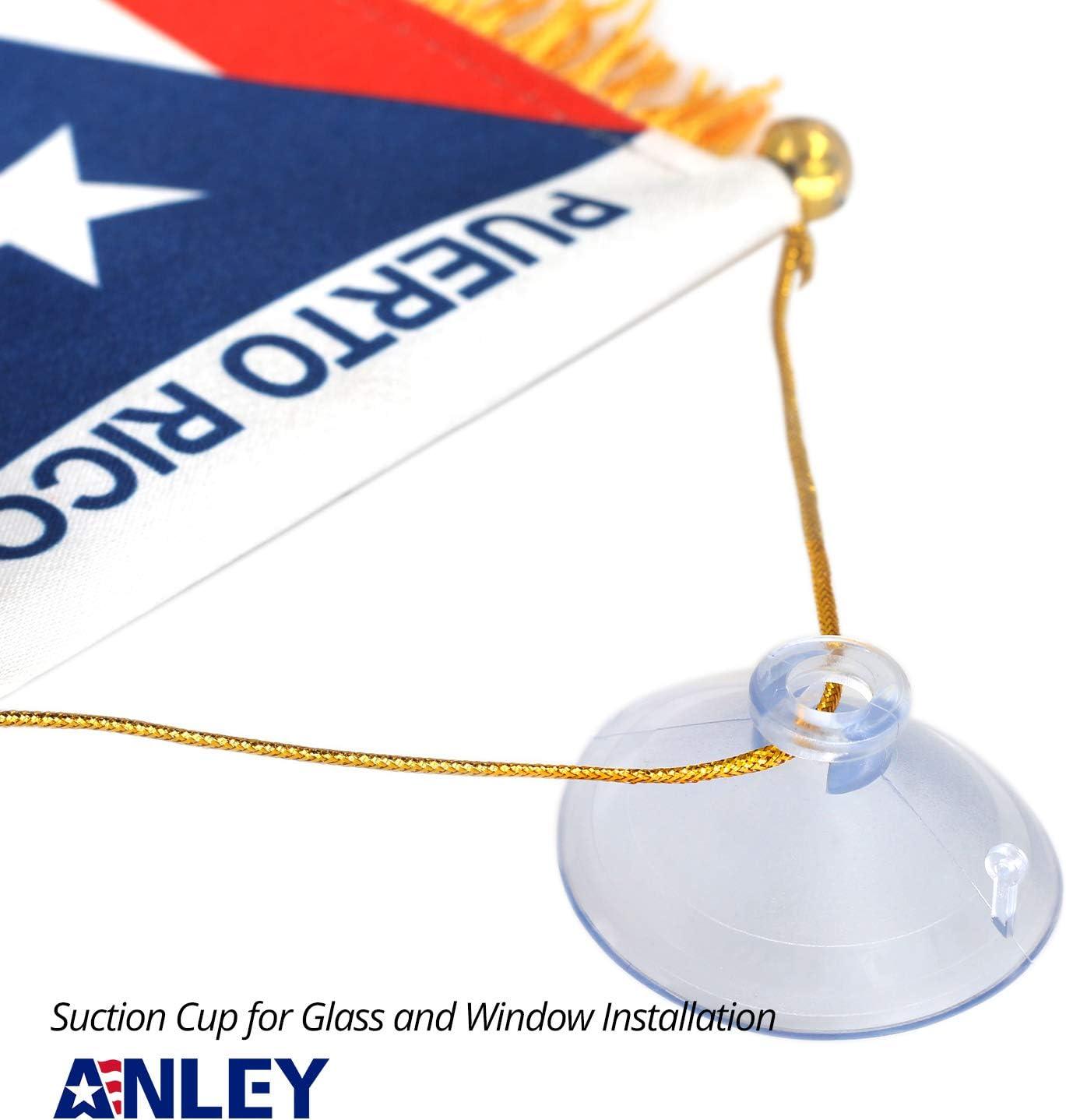 ANLEY Puerto Rico Fringy Window Hanging Flag 4 x 6 in.