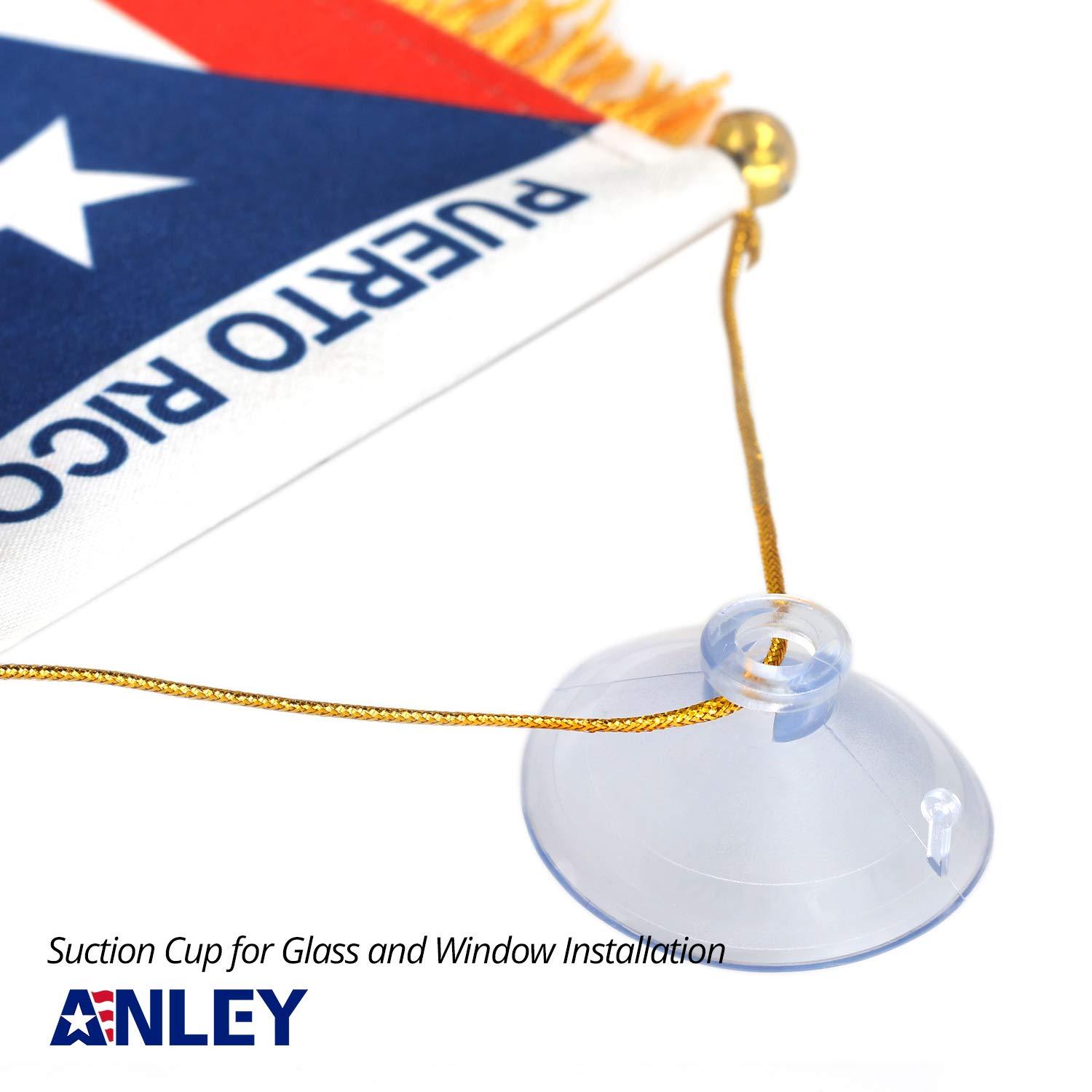 ANLEY Puerto Rico Fringy Window Hanging Flag 4 x 6 in.