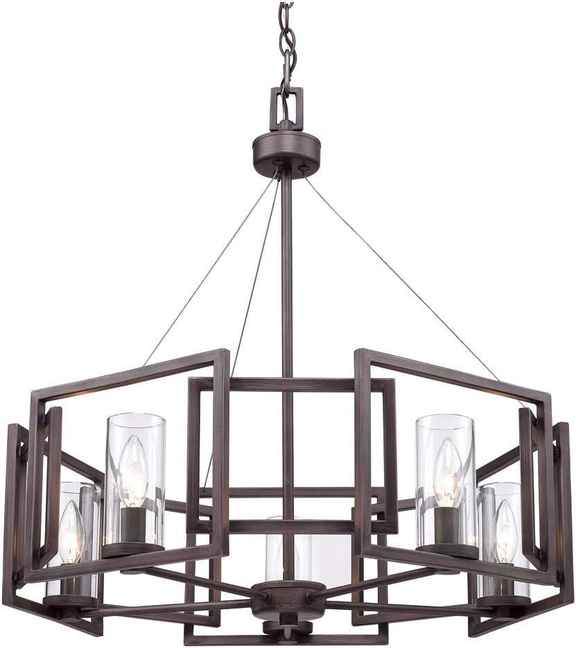 Golden Lighting Marco 5-Light Chandelier in Gunmetal Bronze with Clear Glass