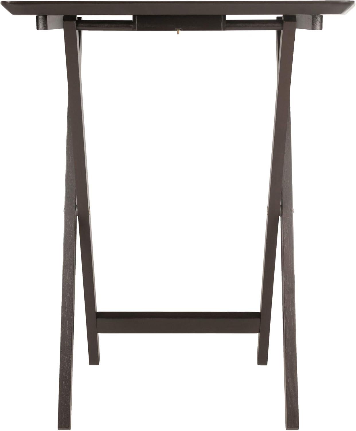 5pc Anila Fan Shape Snack Table Coffee - Winsome: Solid Wood Folding Tables, Beveled Edges, Storage Rack