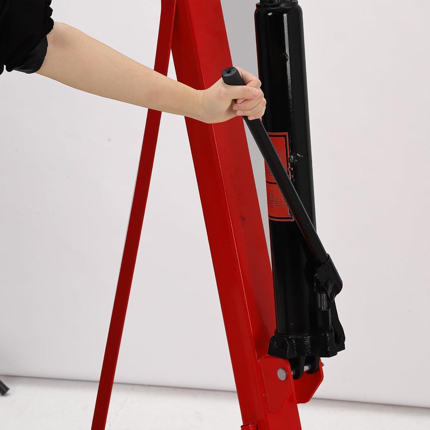 2 Ton Folding Engine Crane Engine Hoist Cherry Picker Ship Crane Heavy Duty Steel Lift Garage Workshop Auto Repair Foldable Stand 6 Caster