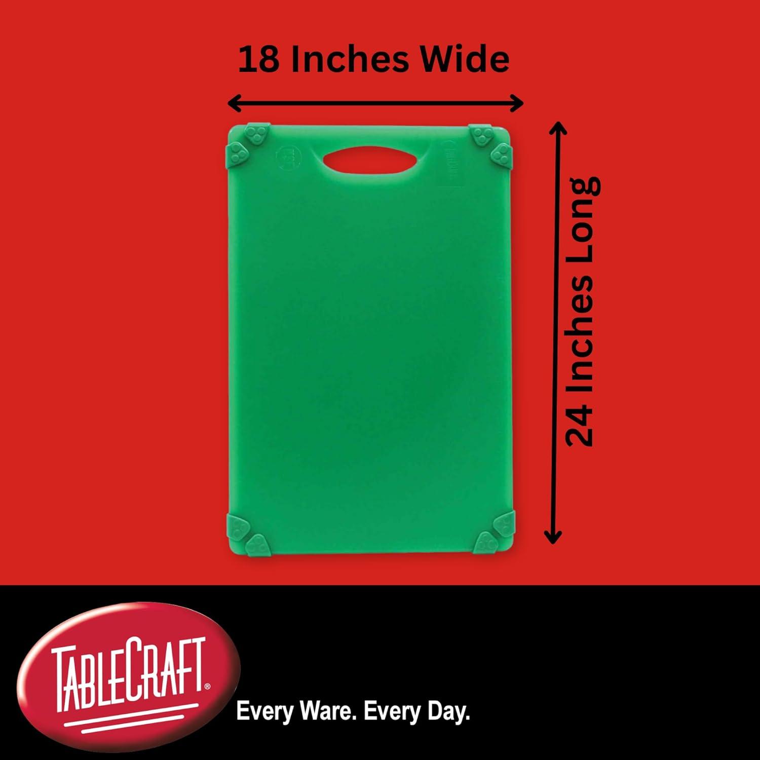 Green Rectangular Plastic Cutting Board with Anti-Slip Grips
