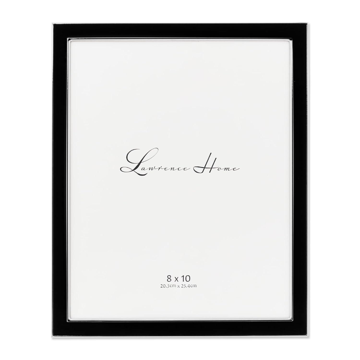 Lawrence Frames Silver Plated 8x10 Metal with Black Enamel Picture Frame 586080
