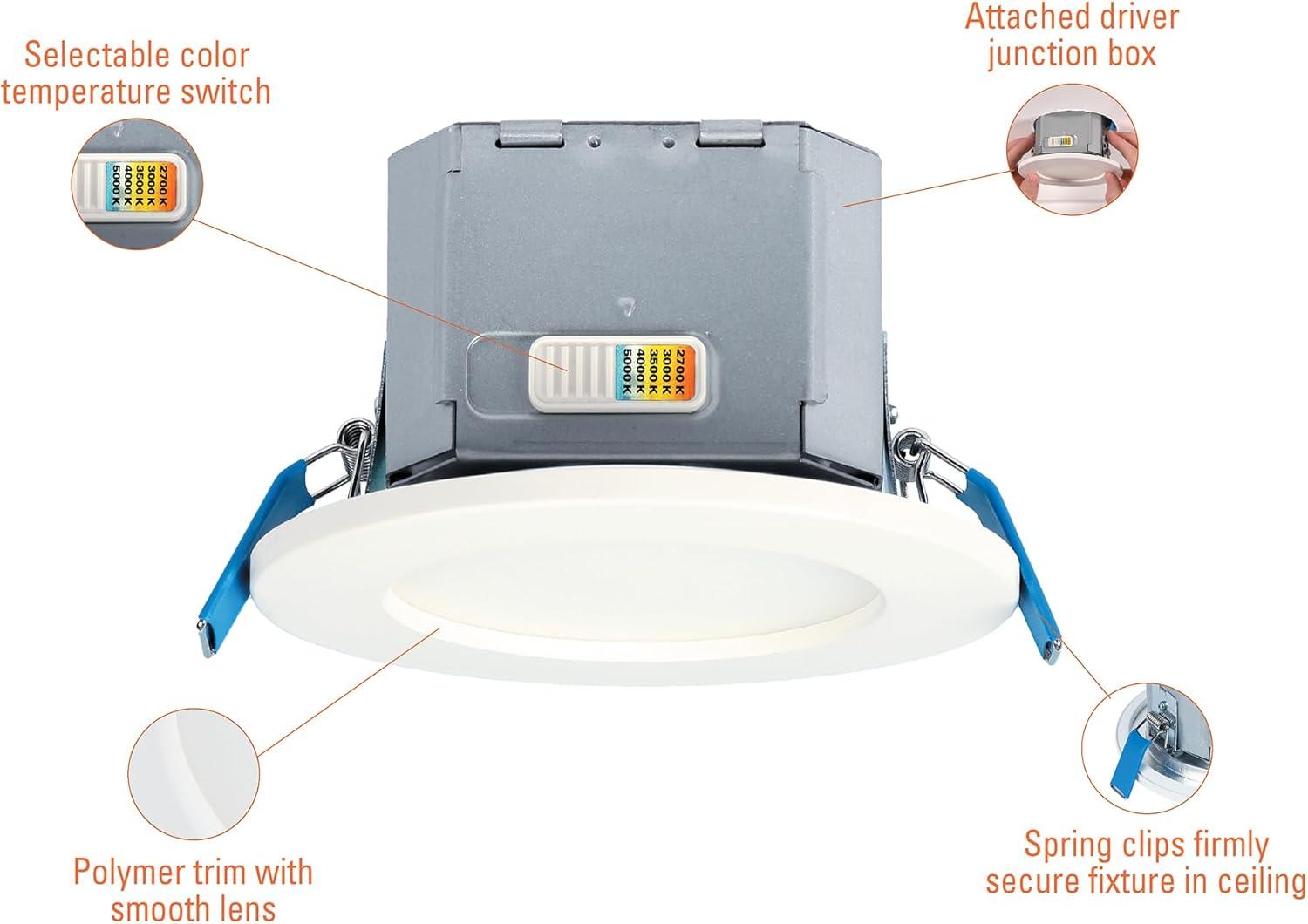 HALO CJB 4 inch 5CCT Canless Recessed Integrated LED Downlight with Attached JBOX 12 Pack