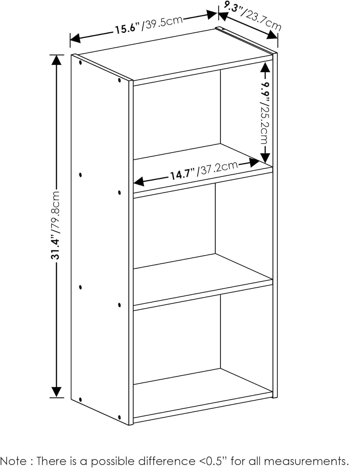 Furinno Luder 3-Tier Open Shelf Bookcase, French Oak