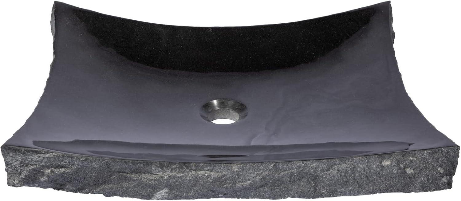 Large Black Granite Rectangular Stone Vessel Sink