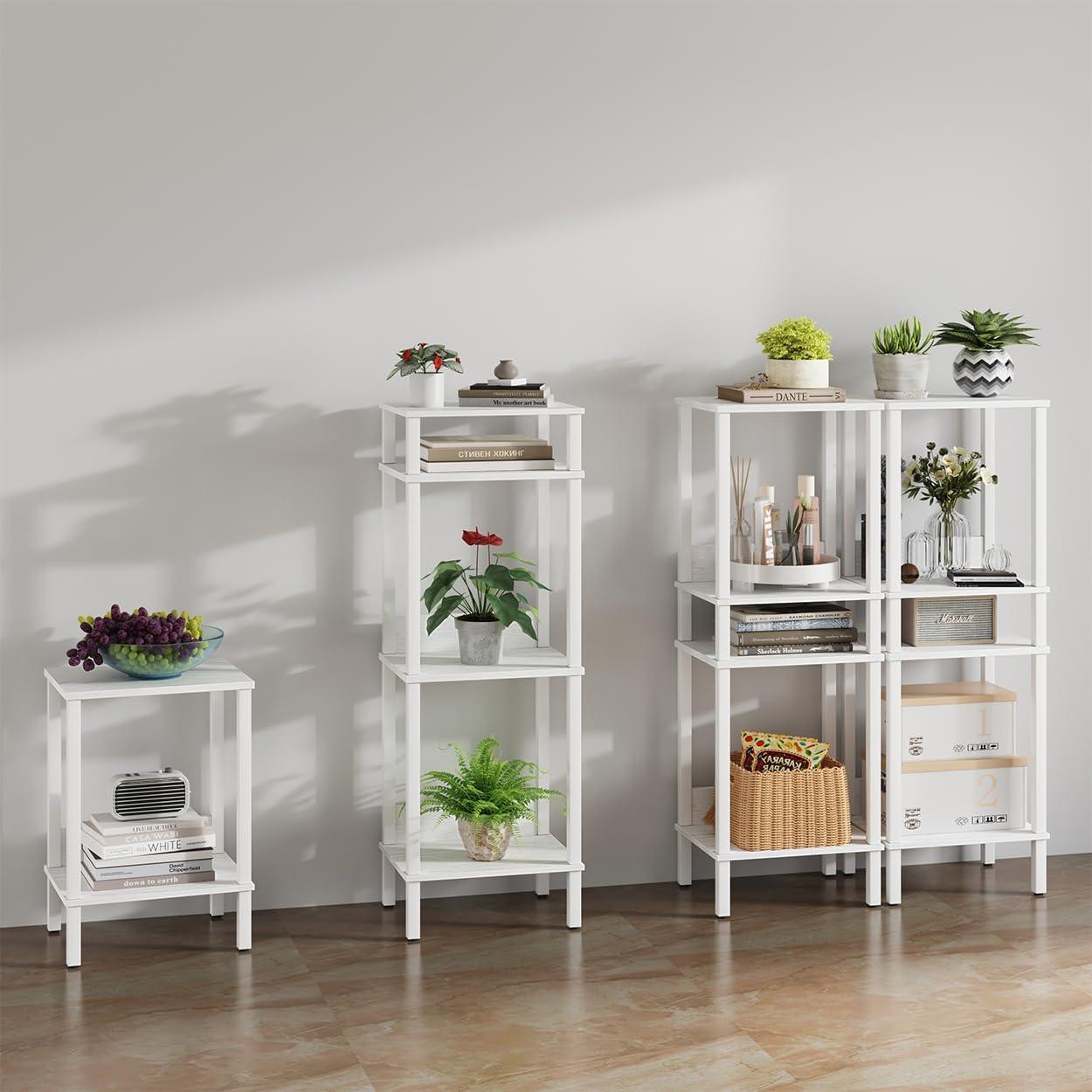 End Table, Side Table, Set of 2, Nightstands with 2-Tier Storage Shelves, Sofa Table for Small Space, Coach Table for Living Room Bedroom, Rustic Brown UTBT101F2