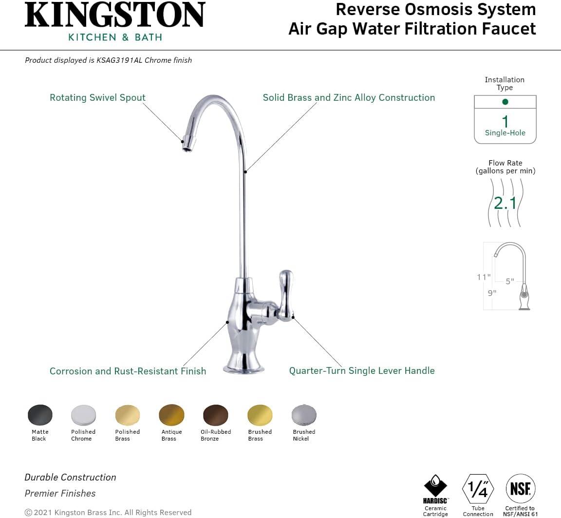 Brushed Brass Single-Handle Water Filtration Faucet