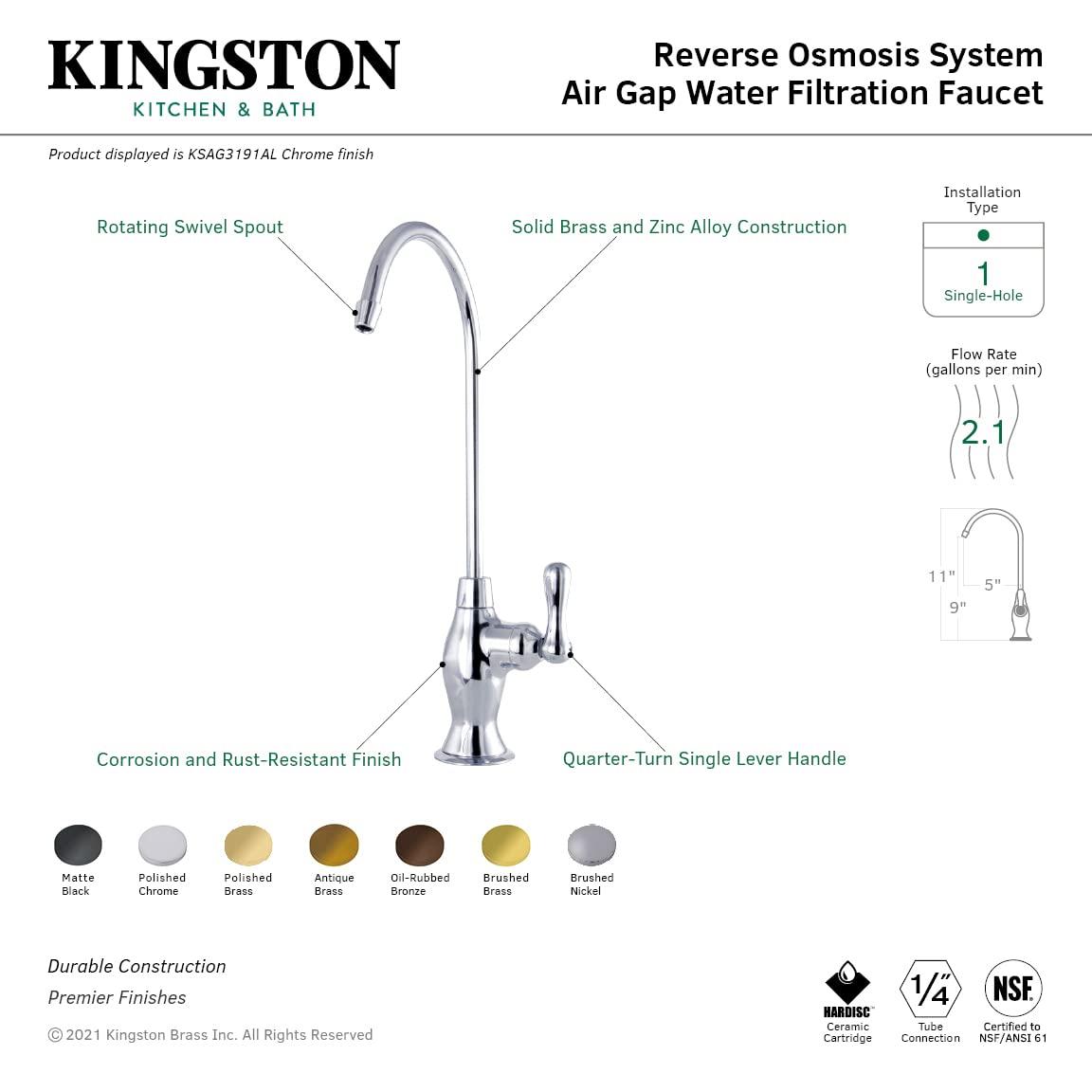 Kingston Brass Restoration Single-Handle 1-Hole Deck Mount Water Filtration Faucet