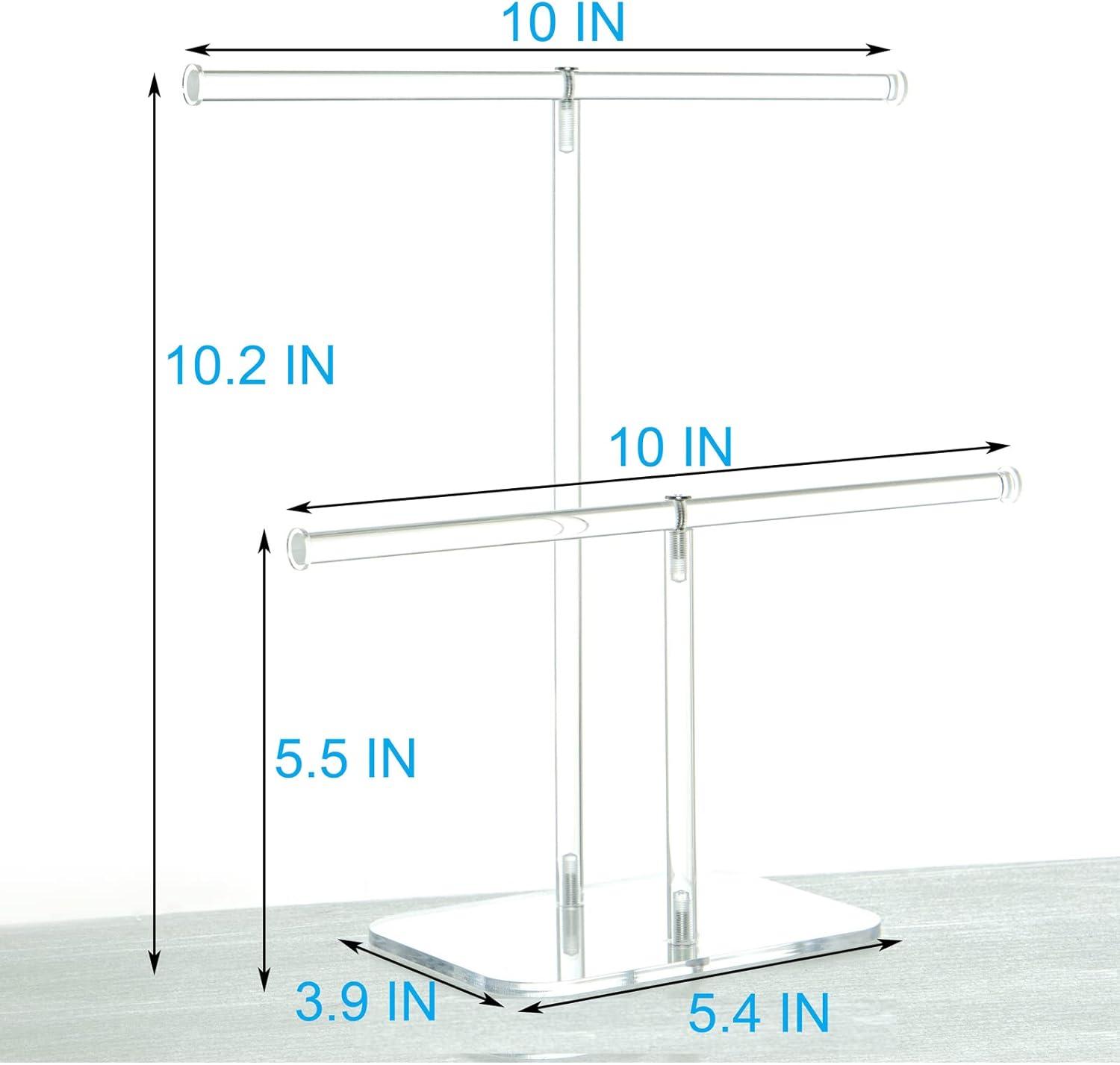 Premium Jewelry Stand , Solid Clear 2-Tier Acrylic Jewelry Organizer Stand & Bracelet holder Stand for Necklace Display, Ring & Watch Display