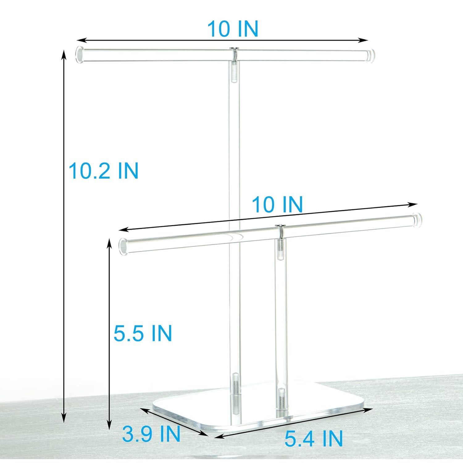 Premium Jewelry Stand , Solid Clear 2-Tier Acrylic Jewelry Organizer Stand & Bracelet holder Stand for Necklace Display, Ring & Watch Display