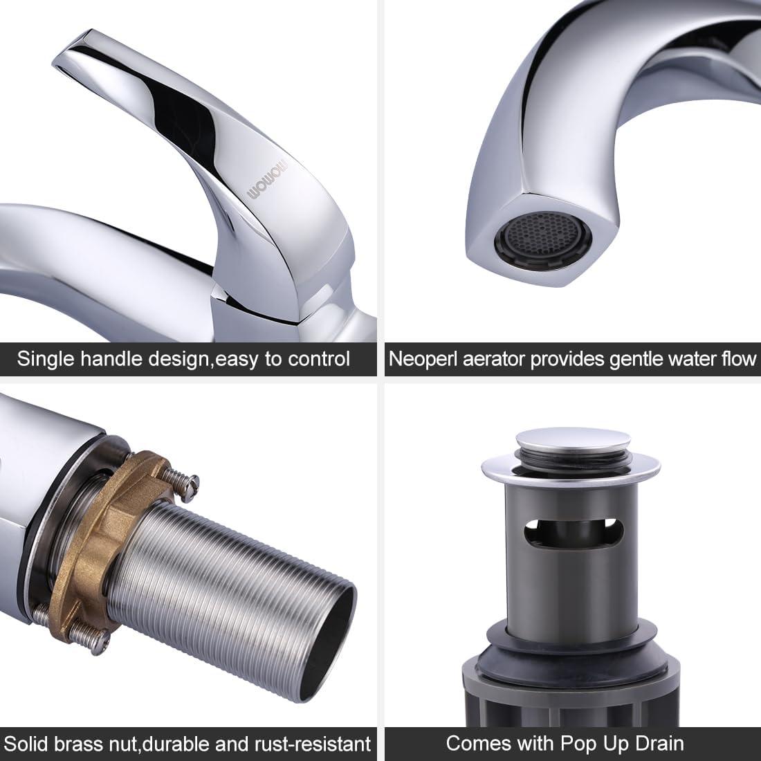 Single-Hole Single-handle Bathroom Faucet with Drain Assembly