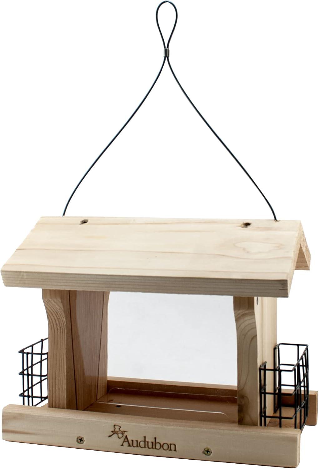 Wood Hanging Hopper Bird Feeder