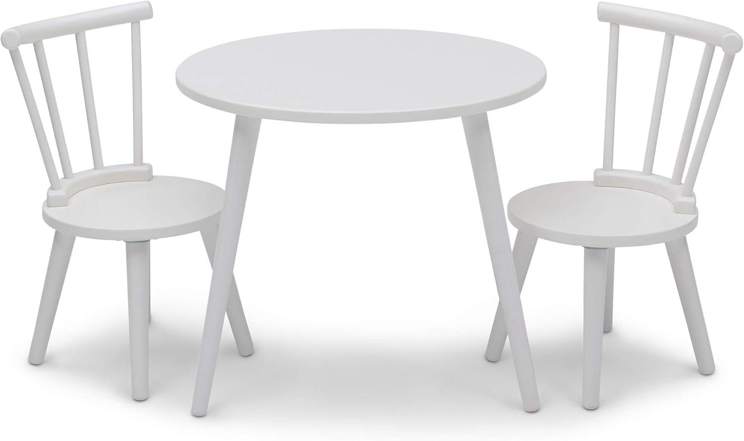 White Wooden Kids Round Play Table and Chair Set