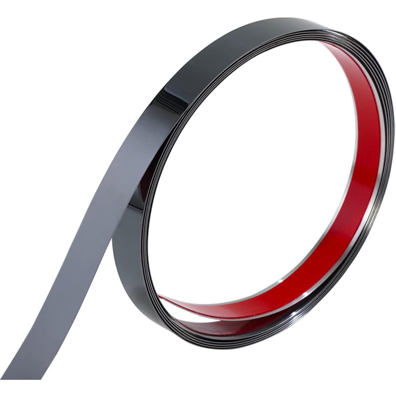 Stainless Steel Wall Molding Trim Peel and Stick, Flexible Self-Adhesive Metal Trim for Ceiling, Mirror Frame and More, Mirror-Like Finish Metallized Silver