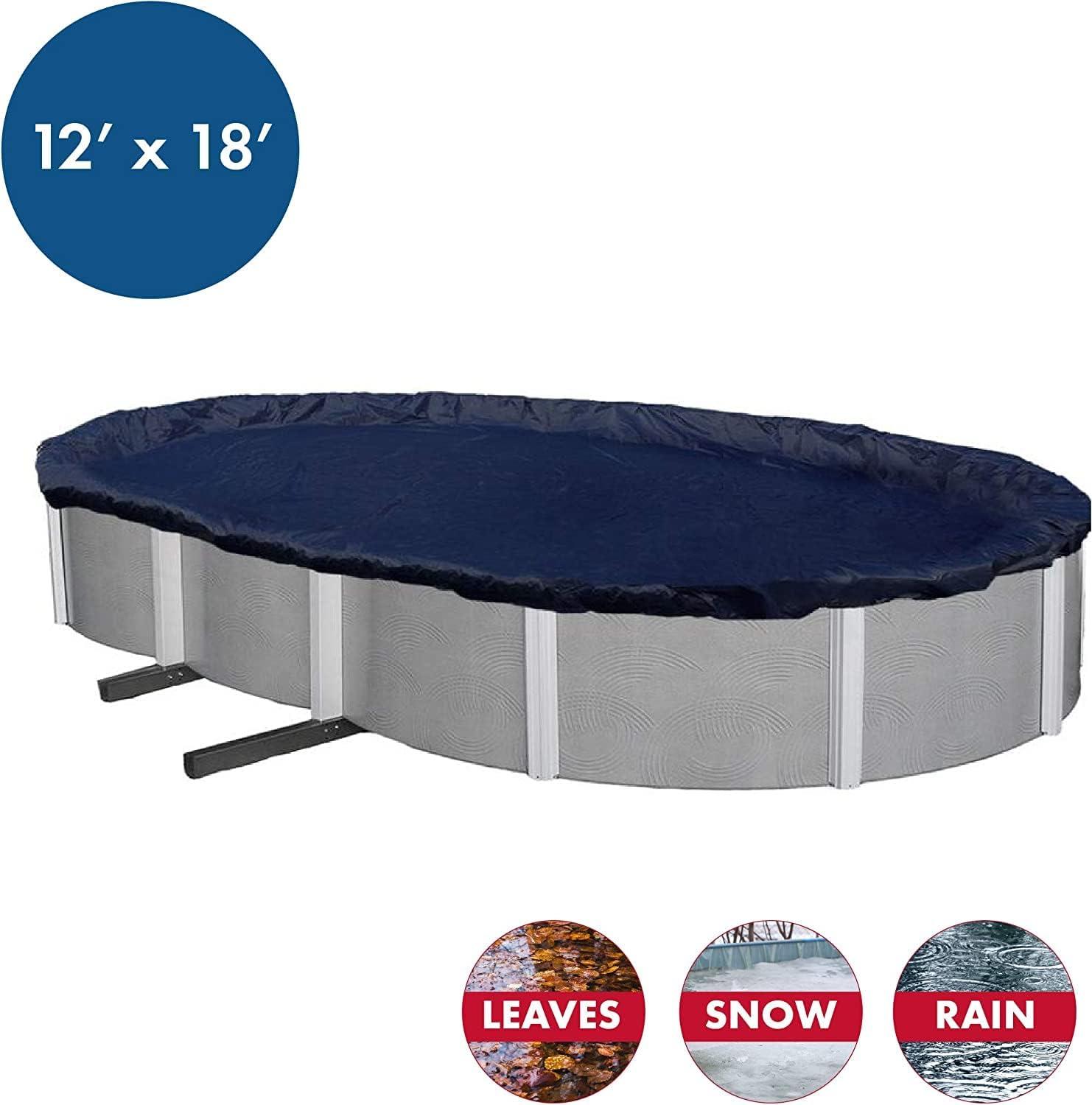 Winter Block 12' x 18' UV Resistant Oval Dark Blue Pool Cover for Above-Ground Pools