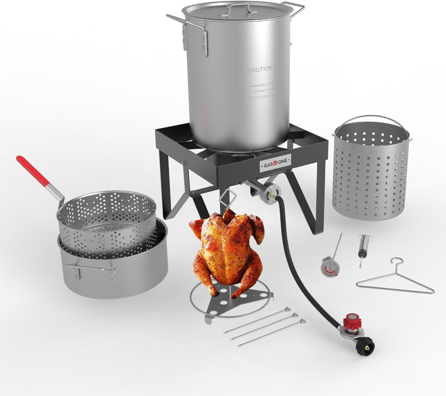 Black Aluminum 30 qt Propane Turkey Fryer Kit