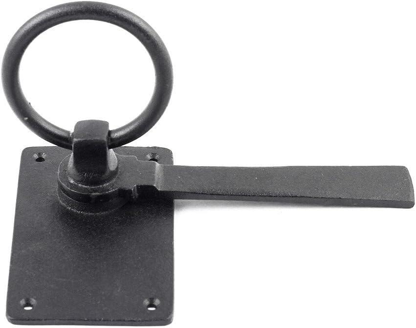 Renovators Supply Door Lock Latch 6.5" Black Wrought Iron Gate Latch Garage Barn Door Lock w/Screws