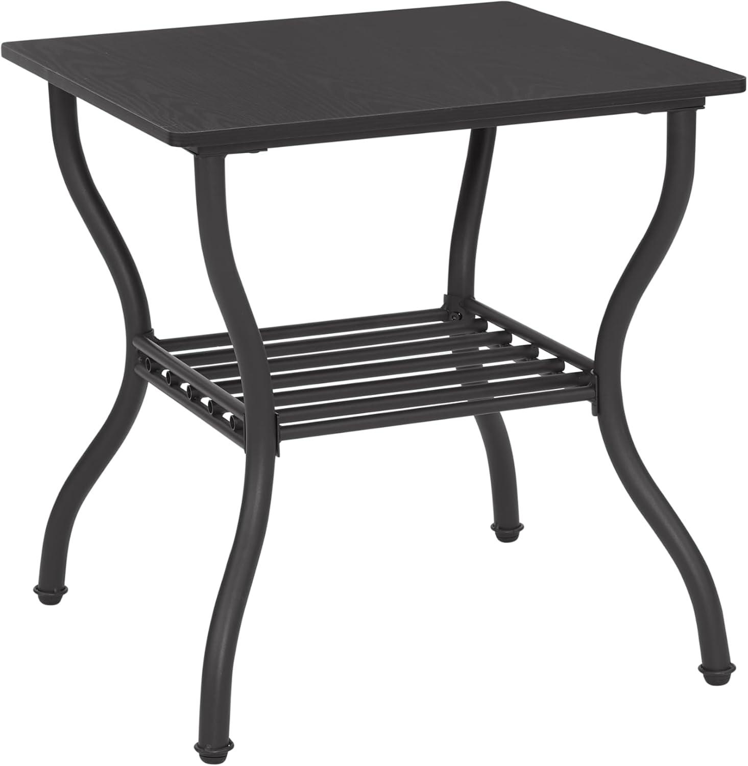 Tcbosik 3 Pieces Living Room Table Set, 40" Rectangle Coffee Table with 2 Square Side Table, Coffee Table Set with Open Shelf for Home Office, Black