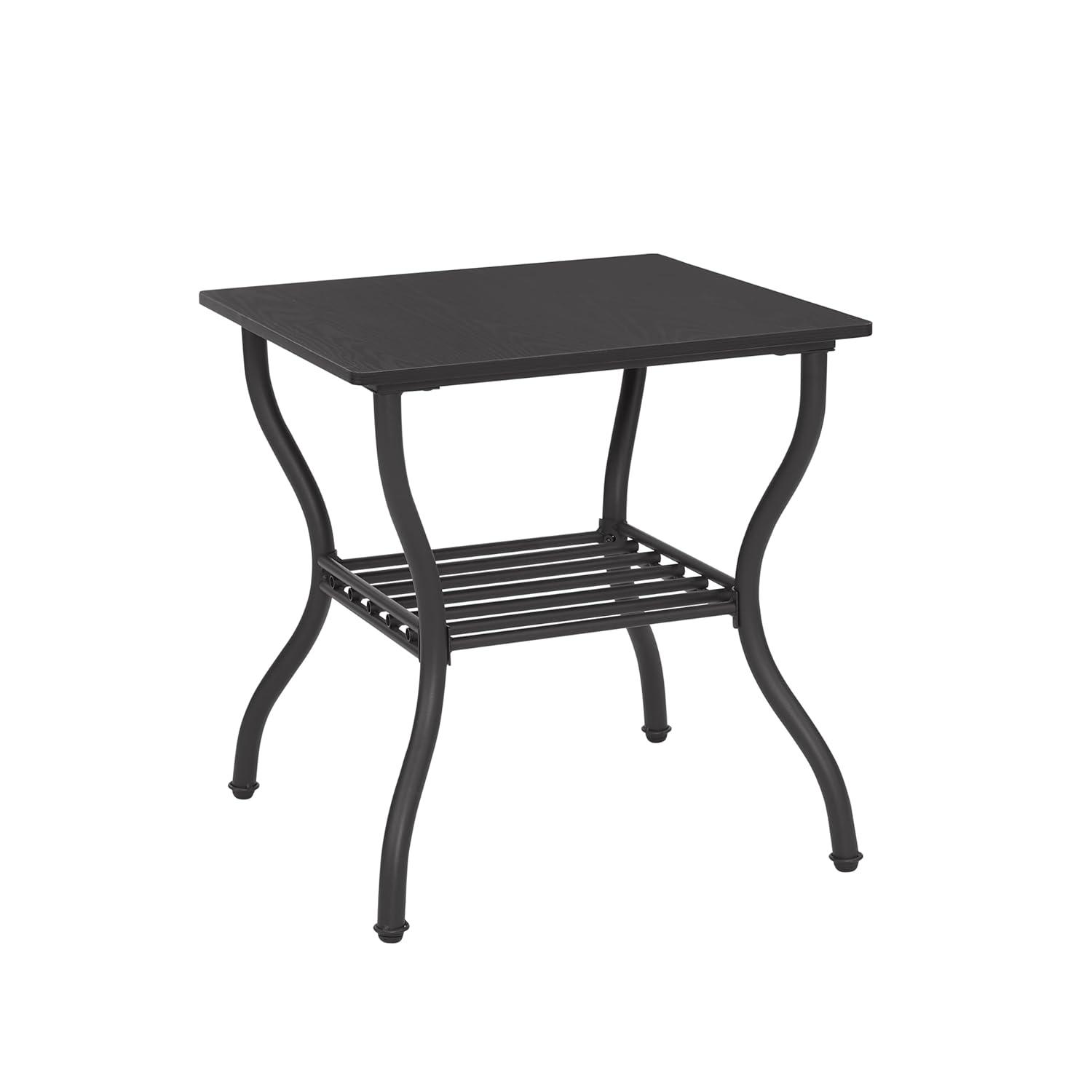 Tcbosik 3 Pieces Living Room Table Set, 40" Rectangle Coffee Table with 2 Square Side Table, Coffee Table Set with Open Shelf for Home Office, Black