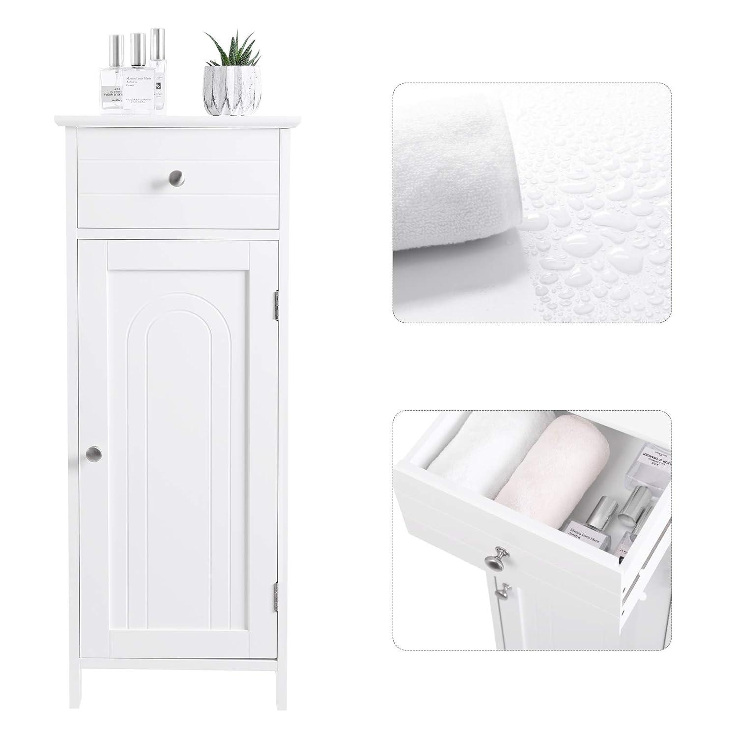 White MDF Freestanding Cabinet with Adjustable Shelving