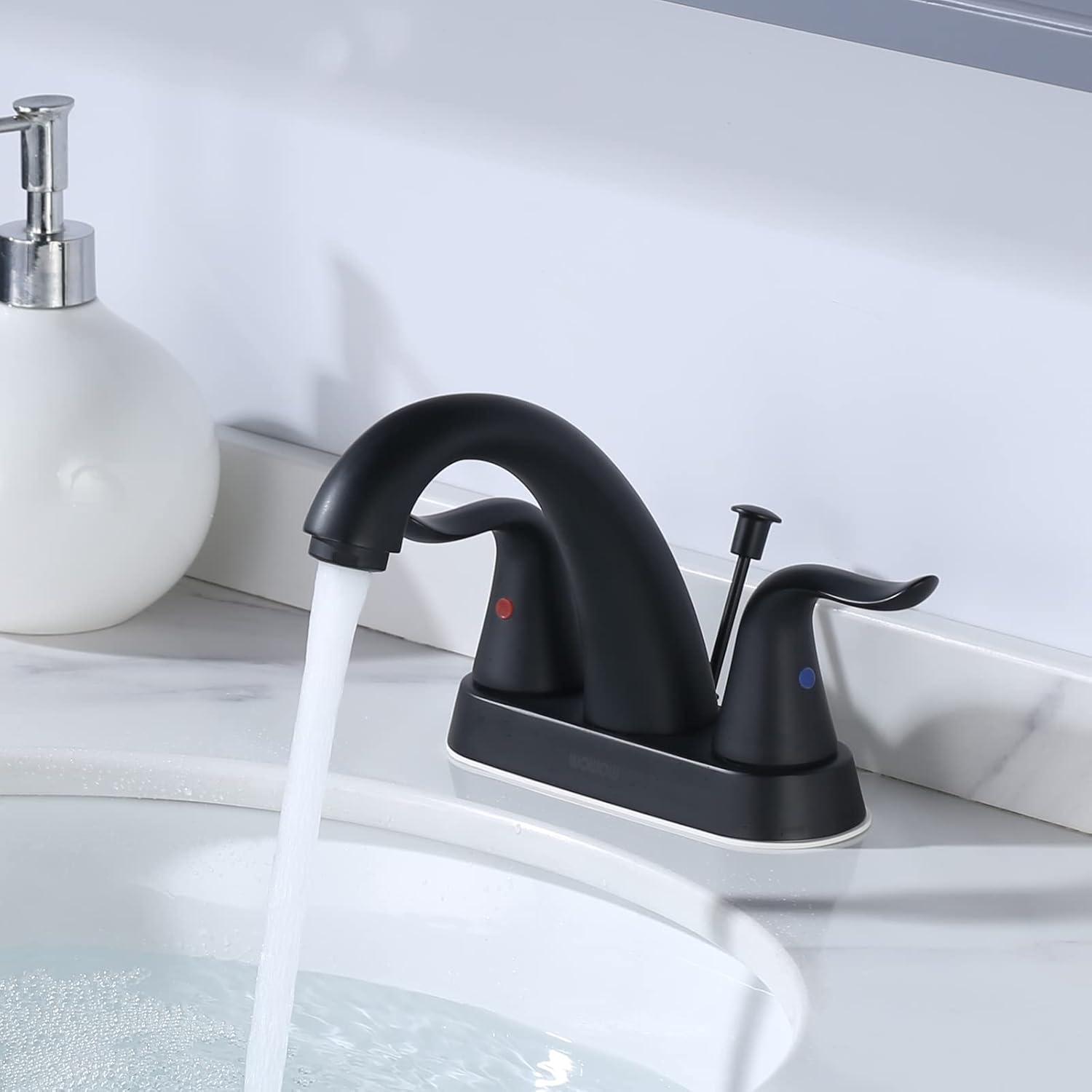 Centerset 2-handle Bathroom Faucet with Drain Assembly